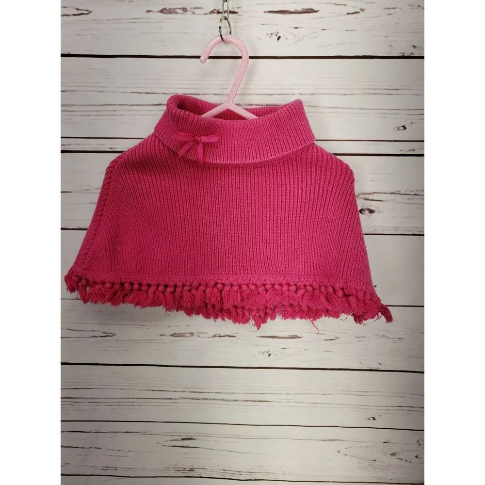Gymboree 2004 Girls Pink Poncho Pom Pom Cover Sweater Size‎ 12 -18 Months